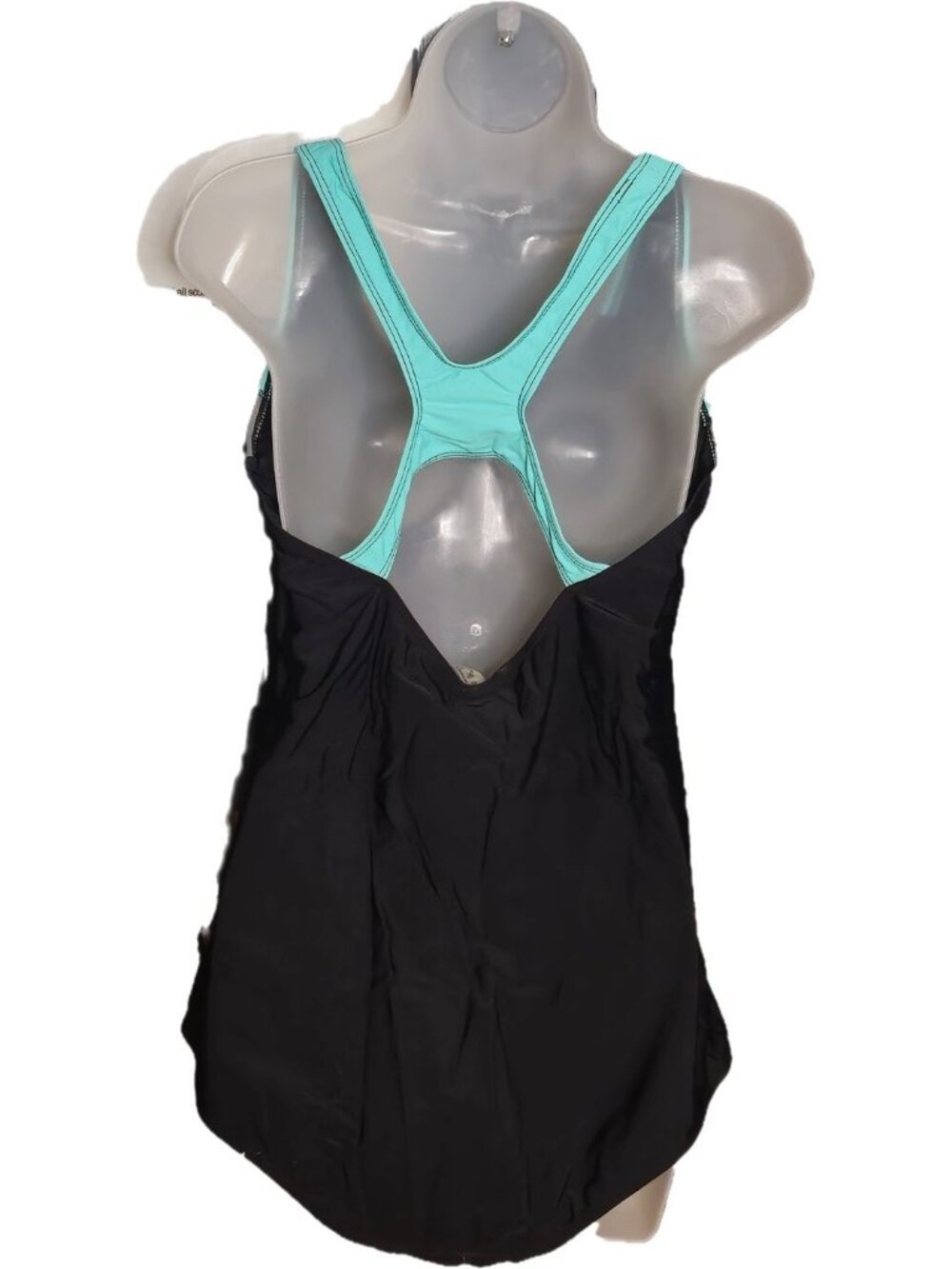 One Piece Racerback Swimwear 18W Colorblock Athletic Tank Built-in Bra Lined - Picture 7 of 8